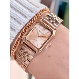 Ferrucci Kare Minimal Kadran Zarif Model Çelik Kadın Kol Saati+Bileklik - Rose Gold