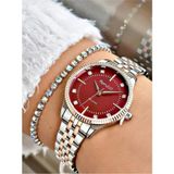 Ferrucci Milano Çelik Kordon&kasa Sade Şık Model Kadın Kol Saati - Gümüş - Rose Gold - Bordo
