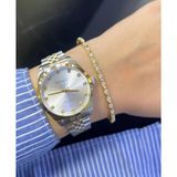 Ferrucci Milano Sade Şık Kasa Çelik Kadın Kol Saati+Bileklik - Gümüş - Altın