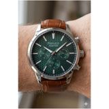Ferrucci Modern Erkek Kol Saati | 45 mm Çelik Kasa, Açık Kahverengi Deri Kordon, Yeşil Kadran