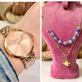 Ferrucci Rosegold Çelik Klasik Kadın Kol Saat+%100 Çelik Kolye Hediye