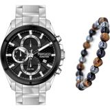 Ferrucci Silver Renk Fonksiyonlu&takvimli Çelik Erkek Kol Saat+Bileklik - Gümüş - Siyah