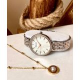 Ferrucci Silver&Rose Çelik Taşlı Kadın Kol Saat+Çelik Kolye Hediye
