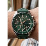 Ferrucci Spor Erkek Kol Saati | 46 mm Çelik Kasa, Yeşil Silikon Kordon, Yeşil Kadran
