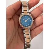 Ferrucci Taşlı Kadran ve Kasa Çelik Kadın Kol Saati+Bileklik Hediye - Mavi - Rose Gold