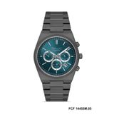 Ferrucci YUVARLAK TURKUAZ KADRANLI MULTI FONCTION DUAL TIME SİYAH ERKEK KOL SAATİ