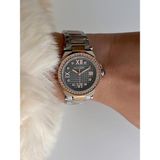 Ferrucci Zirkon Taşlı Şık Çelik Kordon ve Kasa Kadın Kol Saati - Siyah - Rose - Gold