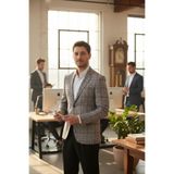 Ferrucii Erkek Bordo Ekose Battal Büyük Beden Dar Kesim Erkek Blazer Ceket Bordo 64
