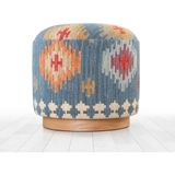 Ferruz Kilim Puf-Mavi - Yükseklik: 43 cm Çap: 42 cm