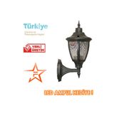Ferstar Aydınlatma Duvar Konsollu Siyah Altıgen Fener Aplik Bahçe Aydınlatma Armatürü