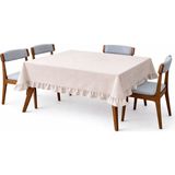 fersuay Buldan Pamuklu Keten Dikdörtgen Fırfırlı Masa Örtüsü - Açık Gri - 160 x 220 cm