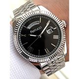 Ferucci Rolex Model Çelik Kordon Takvimli Kadran 30 mt Suya Dayanıklı Erkek Kol Saati FEC.13029M01 - Gri