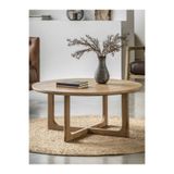 feruzadeco El Yapımı Ahşap Orta Sehpa | Doğal Meşe Renkli Yuvarlak Salon Sehpası | 90x45 cm