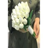 Fesleğen Çiçek Gelin Buketi Kırık Beyaz Renk Islak Lale Damat Yaka Çiçeği