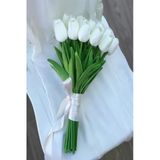 Fesleğen Çiçek Gelin Buketi Kırık Beyaz Renk Kaliteli Islak Lale Damat Yaka Çiçeği