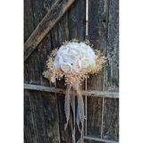 Fesleğen Çiçek Gelin Buketi Krem Renk Şoklu Cipso Erengül Damat Yaka Çiçeği