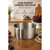 Fespa Ayarlanabilir Çember Kek Kalıbı Paslanmaz Çelik Pasta Çemberi 16-30 CM Profesyonel
