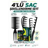 FESTİLO 4'lü Saç Şekillendirme Seti 20 gr Pudra Wax + 3'lü Saç Tarağı Erkek Saç Şekillendirici Set
