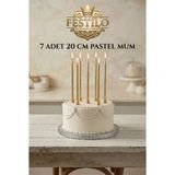 FESTİLO 7'Li Uzun Mum 20 Cm Pasta Mumu Gold Metalik Renk Parti Malzemeleri Doğum Günü Süsleri