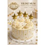 FESTİLO Yıldız Mum 4 Adet 13 cm Altın Renk Pasta Mumu – Doğum Günü Parti Pastası Süsü