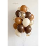 FESTİVALOON Çikolata Karamel Beyaz Gold Konfetili Balon Seti 20’li 11 İnç Doğum Günü Nişan Söz Baby Shower Parti Süsleme Balonları Dekor
