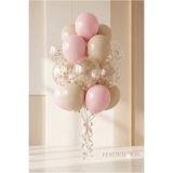 FESTİVALOON Deniz Kumu(Bej)Pembe Şeffaf Gold Konfetili Balon Seti 20’li 11 İnç Doğum Günü Baby Shower Parti Süsleme Balonları Dekor