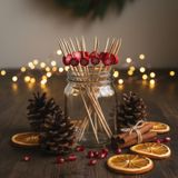 Festive Noel 12 cm Ahşap Kokteyl Çubukları, Kırmızı Kar Tanesi Desenli, Dekoratif Parti Süslemesi, Mason Kavanoz için Karıştırıcı, 12'li Set