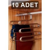 Fesya Home 10 Adet 5 Katlı Metal Pantolon ve Şal Askısı Dolap Içi Eşarp Askısı Çoklu Askılık - Gümüş