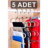 Fesya Home 5 Adet 5 Katlı Metal Pantolon ve Şal Askısı Dolap İçi Eşarp Askısı Çoklu Askılık