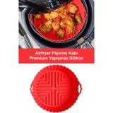 Fesya Home Airfryer Silikon Pişirme Kabı - Kırmızı - Tüm Airfryer'lara Uyumlu