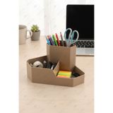 Fesya Home CORNER Üçgen Masa Üstü Organizer – Ofis, Ev ve Çalışma Masası Düzenleyici Kahverengi