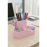 Fesya Home CORNER Üçgen Masa Üstü Organizer – Ofis, Ev ve Çalışma Masası Düzenleyici Pembe