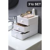 Fesya Home Esta 3 Çekmeceli Makyaj Organizeri 3 Katlı Çok Amaçlı Çekmeceli Organizer - Beyaz