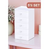 Fesya Home Esta 5 Çekmeceli Makyaj Organizeri 5 Katlı Çok Amaçlı Çekmeceli Organizer - Beyaz - Mat
