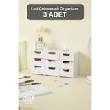 Fesya Home LİNİ 3 Adet Mini Organizer – 3 Çekmeceli Düzenleyici Set Takı, Hobi ve Küçük Aksesuar Kutusu