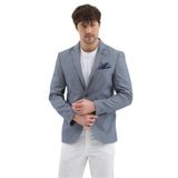 Fetso Erkek Açık Lacivert Poliviskon Kumaşlı Mono Yaka Slim Fit Spor Blazer Ceket Açık Lacivert 50