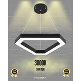 Fetta (Siyah Kasa, Sarı Işık) Ledli Modern Sarkıt Linear LED Avize Salon Mutfak Oturma Odası Yatak Odası Antre Hol LED