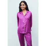Feu De Elu Amour Fuşya Uzun Saten Pijama Takımı