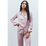 Feu De Elu Amour Gül Kurusu Uzun Saten Pijama Takımı