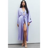 Feu De Elu Frappant Lila Uzun Saten Sabahlık / Kimono