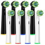 FEUP Oral B ile Uyumlu Yedek Diş Fırçası Başlıkları, Oral B Elektrikli Diş Fırçası için (4 Beyaz + 4 Siyah)