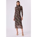 Fever Leopar Desenli Tül Kadın Elbise 342116009