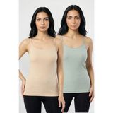 Fevien 2'li Paket Kadın %95 Pamuklu Ip Askılı Ribana Atlet Esnek Nefes Alan Kumaş Günlük Basic Iç Giyim Vücudu Saran Kaşkorse Tarzı Ikili Set - XL