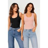 Fevien 2'li Set Kadın U Yaka Kalın Askılı Penye Kaşkorse Atlet - Dört Mevsim Kullanıma Uygun Terletmez Pamuklu Esnek Fitilli Basic Günlük Iç Giyim - Çok renkli 01 - 2XL