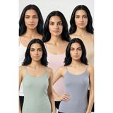 Fevien 6'lı Paket Kadın %95 Pamuklu Ip Askılı Ribana Atlet Esnek Nefes Alan Kumaş Günlük Basic Iç Giyim Vücudu Saran Kaşkorse Tarzı Çoklu Rahat Kombinlenebilir Ekonomik Altılı Set - 2XL
