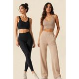 Fevien Kadın 2'li Paket Kalın Askılı Toparlayıcı Pedli Fitilli Dalgıç Kaşkorse Spor Sütyeni Bralet Esnek Rahat Günlük Yoga Fitness Pilates Destekli Dikişsiz Görünüm Crop Top Askılı Spor Üst - Çok renkli 02