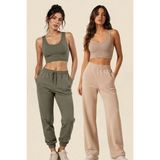Fevien Kadın 2'li Paket Kalın Askılı Toparlayıcı Pedli Fitilli Dalgıç Kaşkorse Spor Sütyeni Bralet Esnek Rahat Günlük Yoga Fitness Pilates Destekli Dikişsiz Görünüm Crop Top Askılı Spor Üst - XL - Çok renkli 04