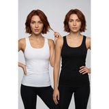 Fevien Kadın 2'li Paket Pamuklu Kalın Askılı U Yaka Atlet Seti - Esnek Büyük Beden Uyumlu Günlük Basic Iç Giyim - Karışık