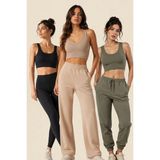 Fevien Kadın 3'lü Paket Kalın Askılı Toparlayıcı Pedli Fitilli Dalgıç Kaşkorse Spor Sütyeni Bralet Esnek Rahat Günlük Yoga Fitness Pilates Destekli Dikişsiz Görünüm Crop Top Askılı Spor Üst - Çok renkli 07