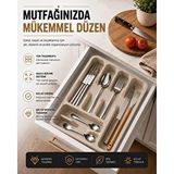 Fevito 6 Bölmeli Çekmece Içi Kaşıklık, Plastik Çatal Bıçak Organizeri, Mutfak Düzenleyici Bej S-11003
